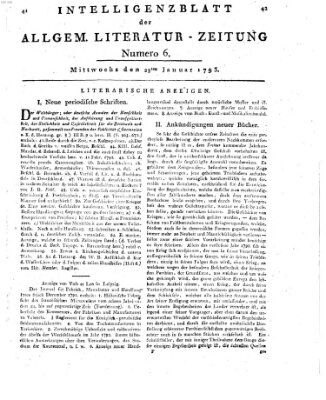 Allgemeine Literatur-Zeitung (Literarisches Zentralblatt für Deutschland) Mittwoch 23. Januar 1793