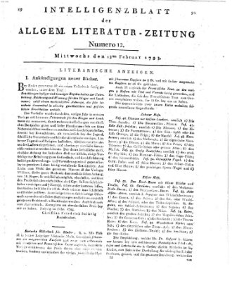 Allgemeine Literatur-Zeitung (Literarisches Zentralblatt für Deutschland) Mittwoch 13. Februar 1793