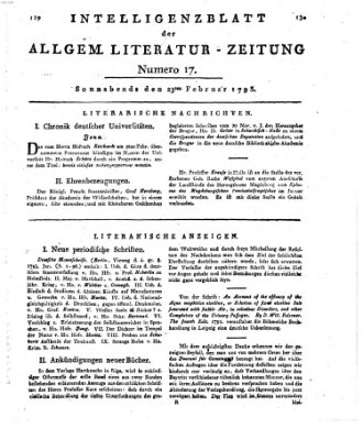 Allgemeine Literatur-Zeitung (Literarisches Zentralblatt für Deutschland) Samstag 23. Februar 1793