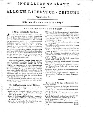 Allgemeine Literatur-Zeitung (Literarisches Zentralblatt für Deutschland) Mittwoch 20. März 1793