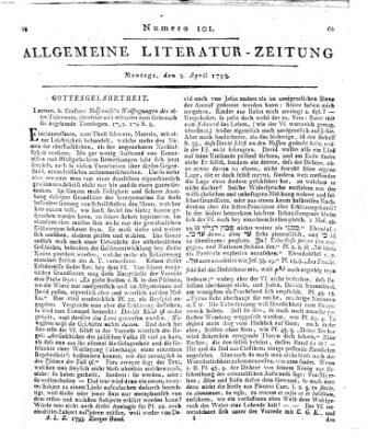 Allgemeine Literatur-Zeitung (Literarisches Zentralblatt für Deutschland) Montag 8. April 1793