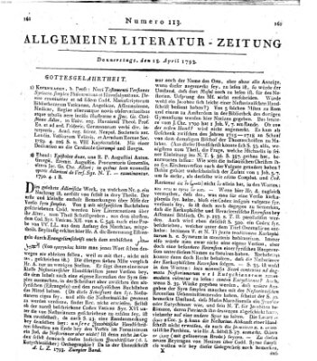 Allgemeine Literatur-Zeitung (Literarisches Zentralblatt für Deutschland) Donnerstag 18. April 1793