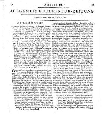 Allgemeine Literatur-Zeitung (Literarisches Zentralblatt für Deutschland) Samstag 20. April 1793