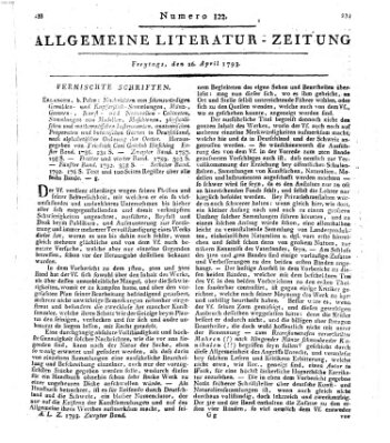 Allgemeine Literatur-Zeitung (Literarisches Zentralblatt für Deutschland) Freitag 26. April 1793