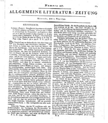 Allgemeine Literatur-Zeitung (Literarisches Zentralblatt für Deutschland) Mittwoch 1. Mai 1793