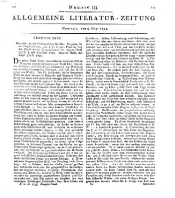 Allgemeine Literatur-Zeitung (Literarisches Zentralblatt für Deutschland) Montag 6. Mai 1793