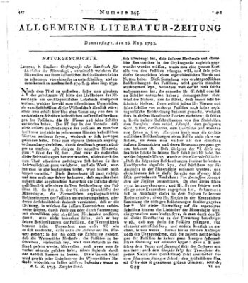 Allgemeine Literatur-Zeitung (Literarisches Zentralblatt für Deutschland) Donnerstag 16. Mai 1793