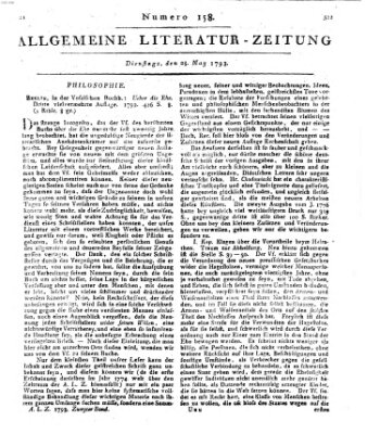 Allgemeine Literatur-Zeitung (Literarisches Zentralblatt für Deutschland) Dienstag 28. Mai 1793