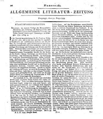 Allgemeine Literatur-Zeitung (Literarisches Zentralblatt für Deutschland) Freitag 31. Mai 1793