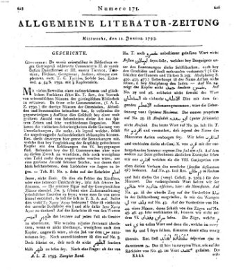 Allgemeine Literatur-Zeitung (Literarisches Zentralblatt für Deutschland) Mittwoch 12. Juni 1793