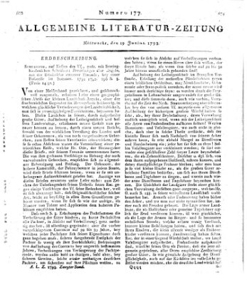 Allgemeine Literatur-Zeitung (Literarisches Zentralblatt für Deutschland) Mittwoch 19. Juni 1793