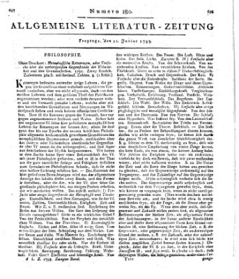 Allgemeine Literatur-Zeitung (Literarisches Zentralblatt für Deutschland) Freitag 21. Juni 1793