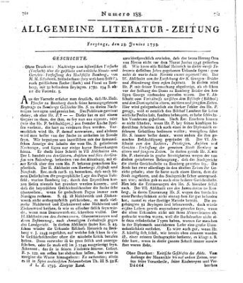 Allgemeine Literatur-Zeitung (Literarisches Zentralblatt für Deutschland) Freitag 28. Juni 1793