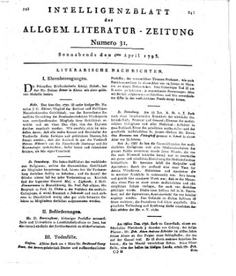 Allgemeine Literatur-Zeitung (Literarisches Zentralblatt für Deutschland) Samstag 6. April 1793