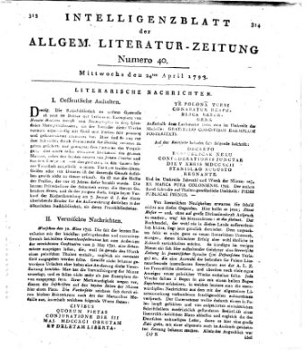 Allgemeine Literatur-Zeitung (Literarisches Zentralblatt für Deutschland) Mittwoch 24. April 1793