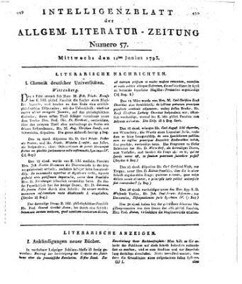 Allgemeine Literatur-Zeitung (Literarisches Zentralblatt für Deutschland) Mittwoch 12. Juni 1793