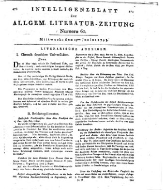 Allgemeine Literatur-Zeitung (Literarisches Zentralblatt für Deutschland) Mittwoch 19. Juni 1793