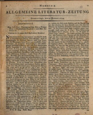 Allgemeine Literatur-Zeitung (Literarisches Zentralblatt für Deutschland) Donnerstag 2. Januar 1794