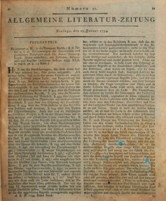 Allgemeine Literatur-Zeitung (Literarisches Zentralblatt für Deutschland) Montag 13. Januar 1794