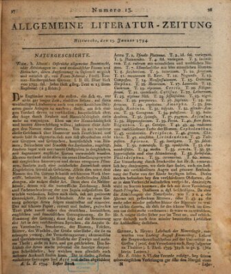 Allgemeine Literatur-Zeitung (Literarisches Zentralblatt für Deutschland) Mittwoch 15. Januar 1794