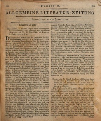 Allgemeine Literatur-Zeitung (Literarisches Zentralblatt für Deutschland) Donnerstag 16. Januar 1794