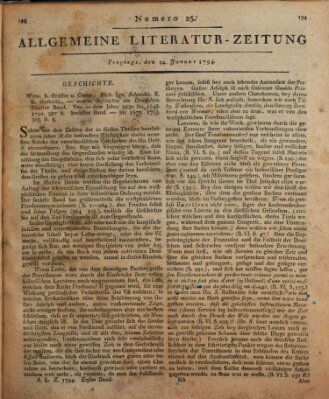 Allgemeine Literatur-Zeitung (Literarisches Zentralblatt für Deutschland) Freitag 24. Januar 1794