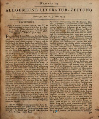 Allgemeine Literatur-Zeitung (Literarisches Zentralblatt für Deutschland) Montag 27. Januar 1794