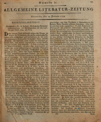 Allgemeine Literatur-Zeitung (Literarisches Zentralblatt für Deutschland) Mittwoch 29. Januar 1794