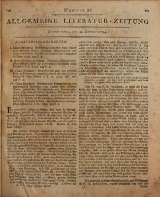 Allgemeine Literatur-Zeitung (Literarisches Zentralblatt für Deutschland) Donnerstag 30. Januar 1794