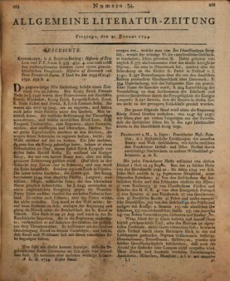 Allgemeine Literatur-Zeitung (Literarisches Zentralblatt für Deutschland) Freitag 31. Januar 1794