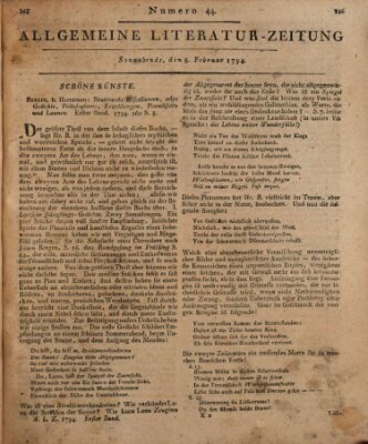 Allgemeine Literatur-Zeitung (Literarisches Zentralblatt für Deutschland) Samstag 8. Februar 1794