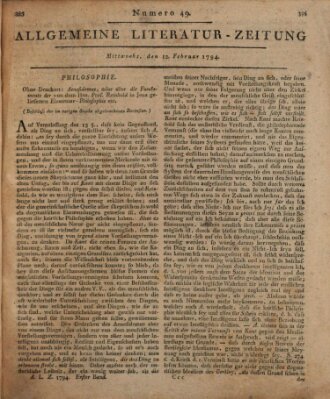 Allgemeine Literatur-Zeitung (Literarisches Zentralblatt für Deutschland) Mittwoch 12. Februar 1794