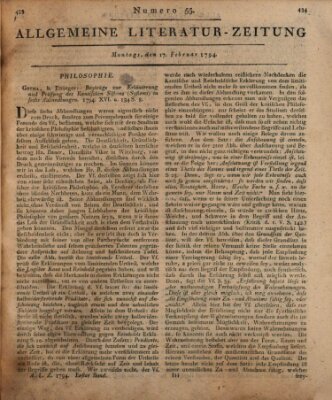 Allgemeine Literatur-Zeitung (Literarisches Zentralblatt für Deutschland) Montag 17. Februar 1794