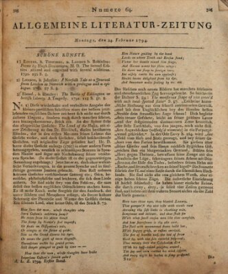 Allgemeine Literatur-Zeitung (Literarisches Zentralblatt für Deutschland) Montag 24. Februar 1794