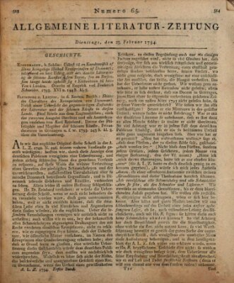 Allgemeine Literatur-Zeitung (Literarisches Zentralblatt für Deutschland) Dienstag 25. Februar 1794