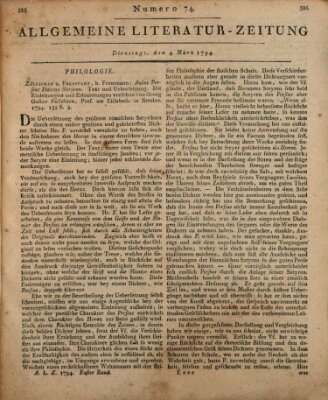 Allgemeine Literatur-Zeitung (Literarisches Zentralblatt für Deutschland) Dienstag 4. März 1794