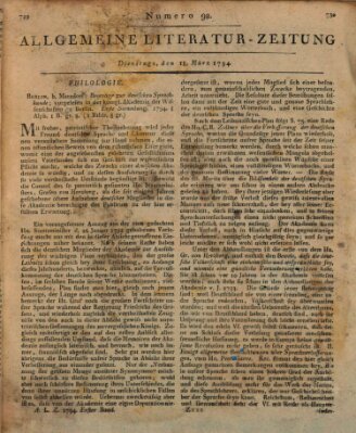 Allgemeine Literatur-Zeitung (Literarisches Zentralblatt für Deutschland) Dienstag 18. März 1794