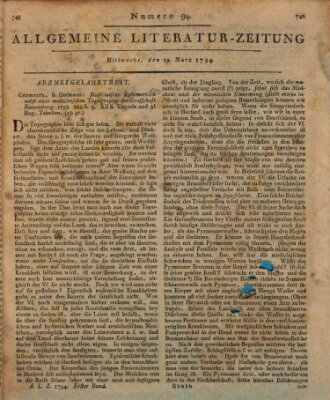 Allgemeine Literatur-Zeitung (Literarisches Zentralblatt für Deutschland) Mittwoch 19. März 1794