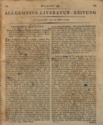 Allgemeine Literatur-Zeitung (Literarisches Zentralblatt für Deutschland) Donnerstag 20. März 1794