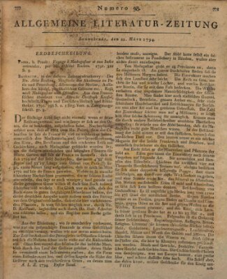 Allgemeine Literatur-Zeitung (Literarisches Zentralblatt für Deutschland) Samstag 22. März 1794