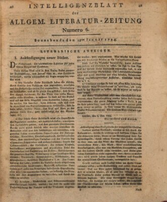 Allgemeine Literatur-Zeitung (Literarisches Zentralblatt für Deutschland) Samstag 18. Januar 1794