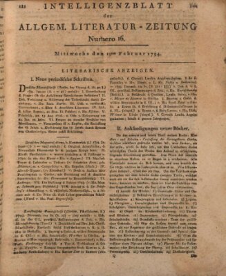 Allgemeine Literatur-Zeitung (Literarisches Zentralblatt für Deutschland) Mittwoch 19. Februar 1794