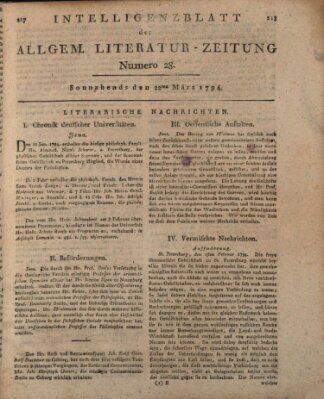 Allgemeine Literatur-Zeitung (Literarisches Zentralblatt für Deutschland) Samstag 22. März 1794