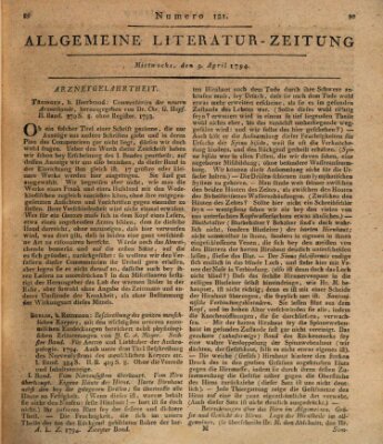 Allgemeine Literatur-Zeitung (Literarisches Zentralblatt für Deutschland) Mittwoch 9. April 1794