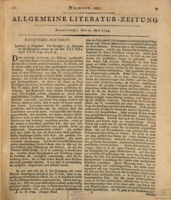 Allgemeine Literatur-Zeitung (Literarisches Zentralblatt für Deutschland) Donnerstag 10. April 1794