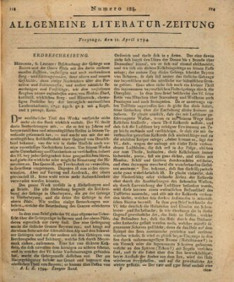 Allgemeine Literatur-Zeitung (Literarisches Zentralblatt für Deutschland) Freitag 11. April 1794