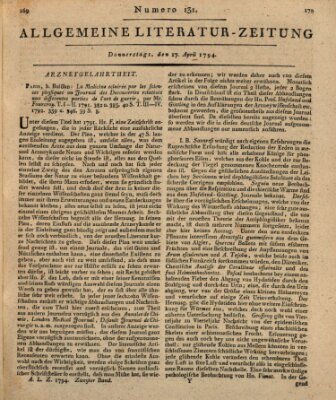 Allgemeine Literatur-Zeitung (Literarisches Zentralblatt für Deutschland) Donnerstag 17. April 1794