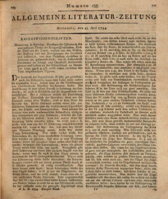 Allgemeine Literatur-Zeitung (Literarisches Zentralblatt für Deutschland) Mittwoch 23. April 1794