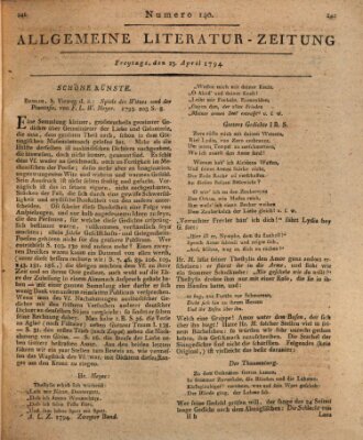 Allgemeine Literatur-Zeitung (Literarisches Zentralblatt für Deutschland) Freitag 25. April 1794