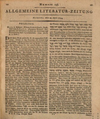 Allgemeine Literatur-Zeitung (Literarisches Zentralblatt für Deutschland) Mittwoch 30. April 1794